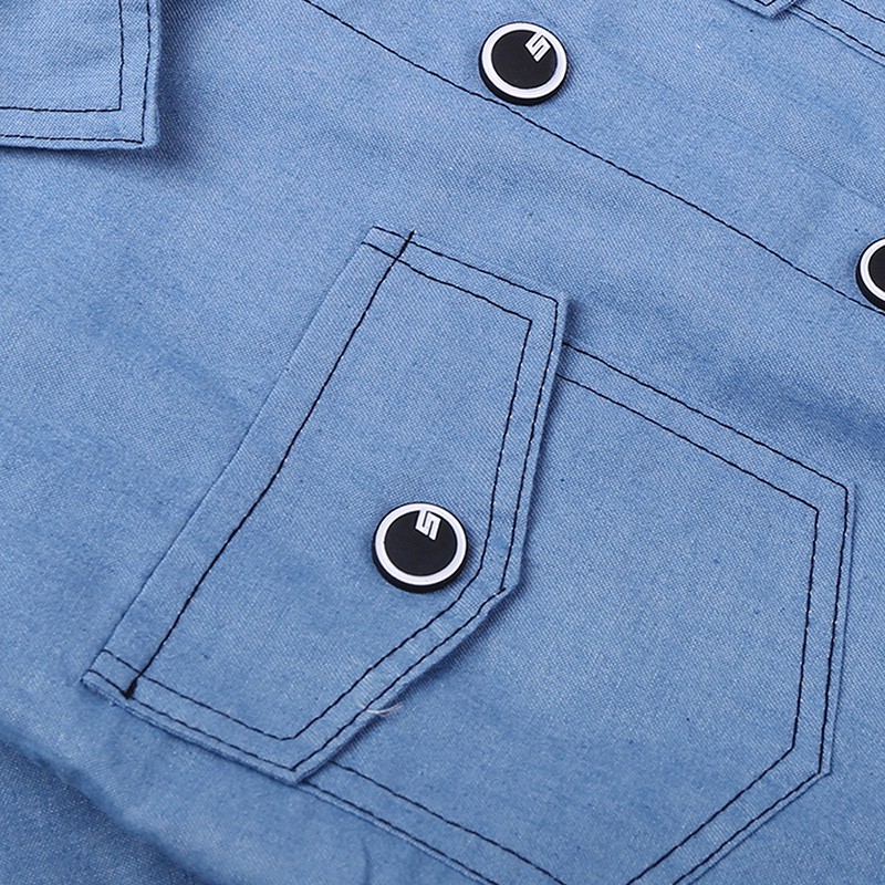 Áo kiểu SIYYIS tay ngắn đính nút phía trước thời trang cho bé gái 5-12 tuổi