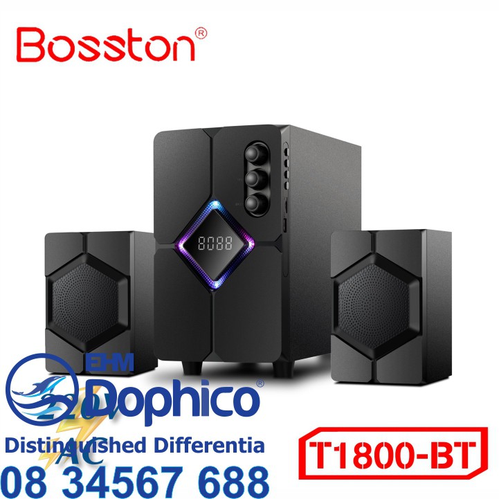 Loa vi tính 2.1 Bosston T1800 – Bluetooth –  Led RGB – AC/220V – Chính Hãng – Bảo Hành 12 tháng