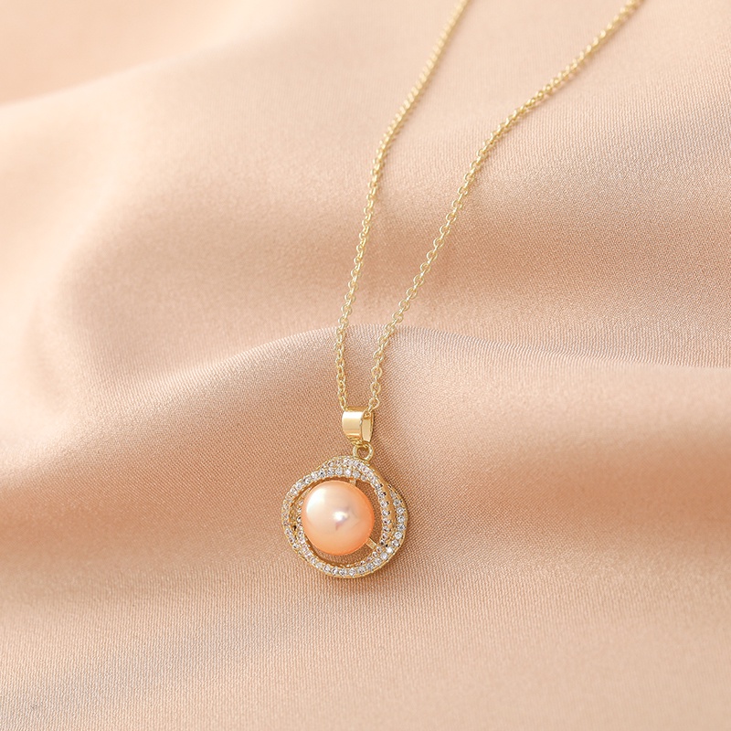 Dây chuyền JIUDUOLAN bằng thép titan đính đá ngọc trai tinh tế thời trang cho nữ