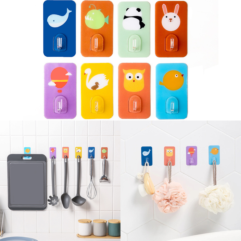 Móc treo đồ dán tường không cần đục hình thú vật hoạt hình dễ thương đa năng sáng tạo