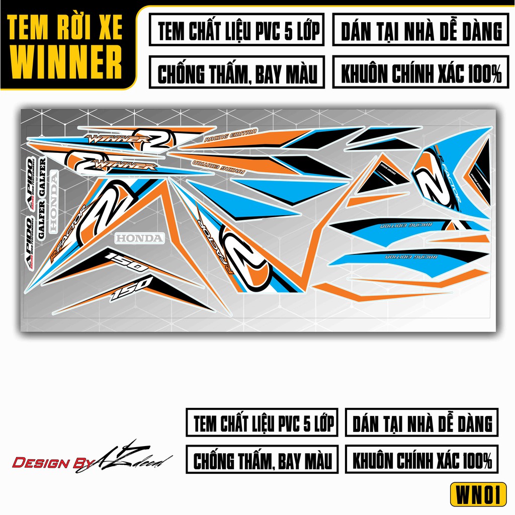 [Winner] Tem Rời Xe Winner 150 | 2WN01 | Decal Chế Chống Bay Màu, Chống Thấm Nước, Dễ Dán Tại Nhà