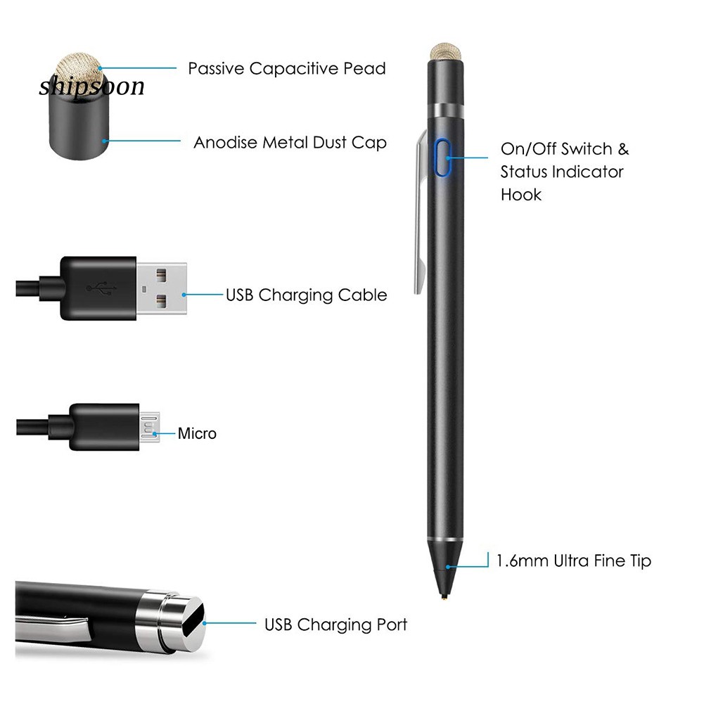 Bút cảm ứng stylus ngòi 1.6mm dành cho iPhone iPad Samsung HUAWEI