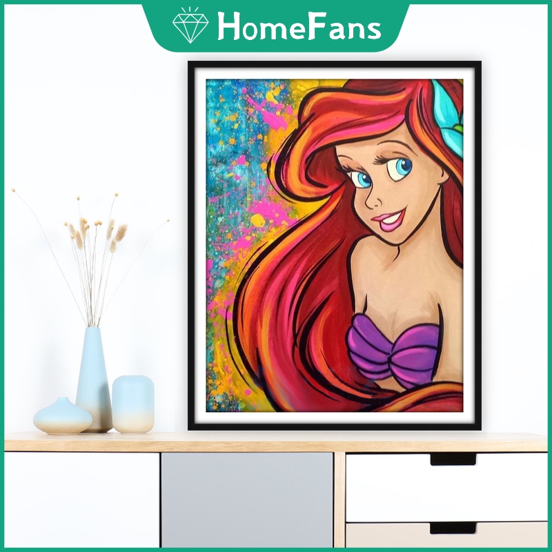 Bộ Tranh Đính Đá 5D Tự Làm 30x40cm/40x50cm Hình Công Chúa Disney Dùng Trang Trí Nhà Cửa