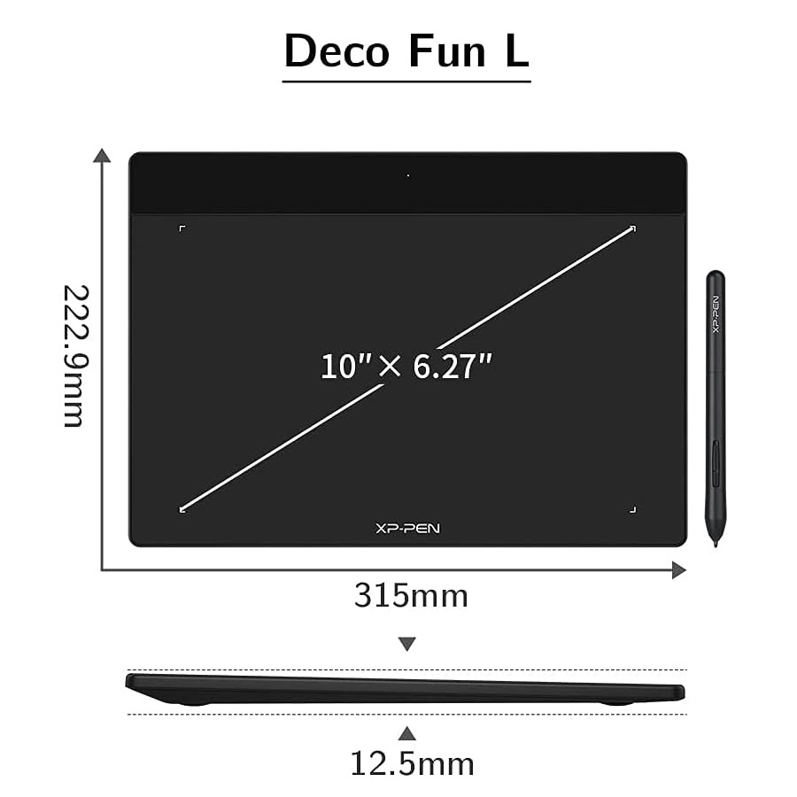 Bảng vẽ máy tính XP-Pen Deco Fun L - Bảng vẽ đồ họa XP Pen Deco Fun L kèm bút vẽ không cần pin và 10 ngòi dự phòng