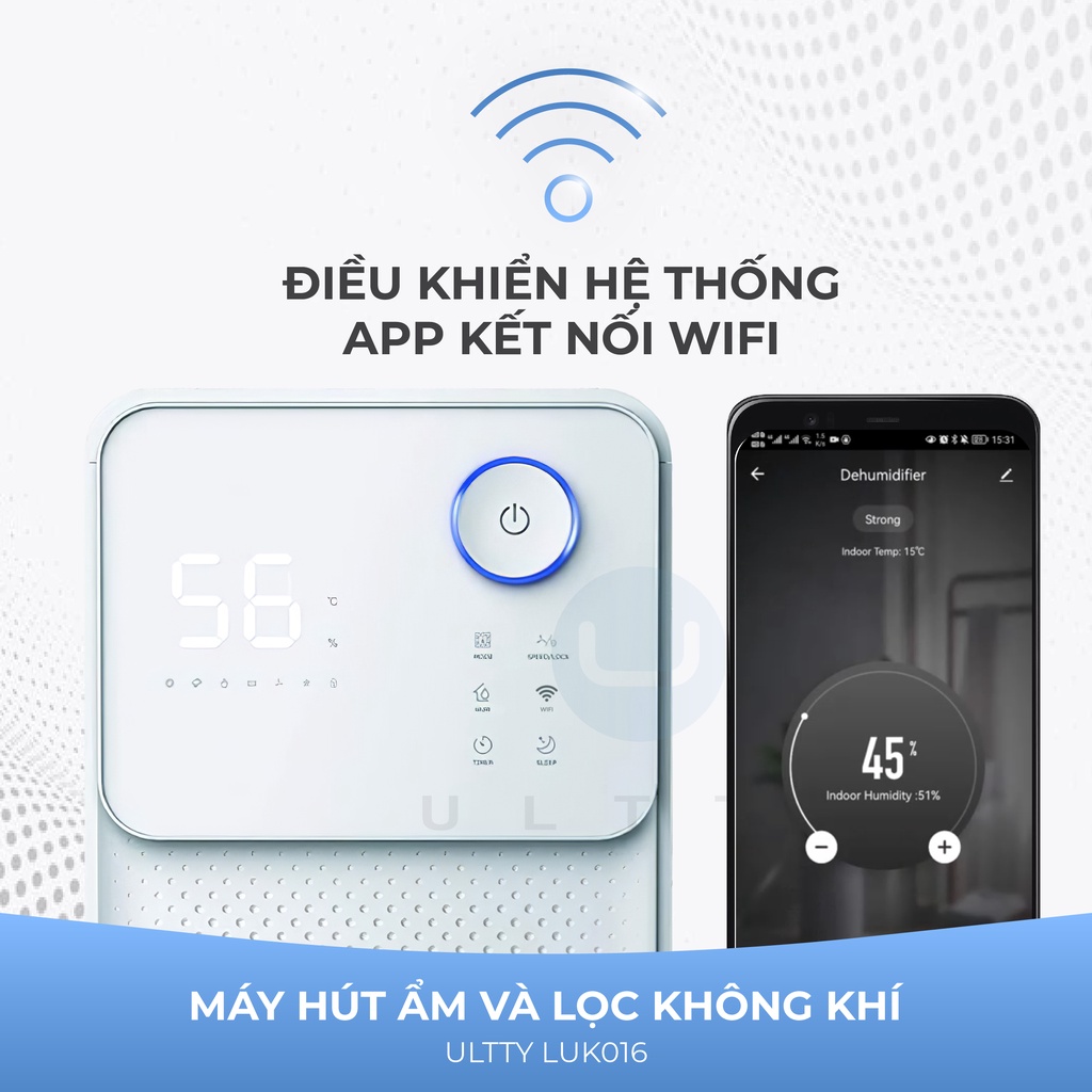 Máy Hút Ẩm Lọc Không Khí ULTTY LUK016 - Hàng Chính Hãng bảo hành 2 năm quốc tế - Befoyo
