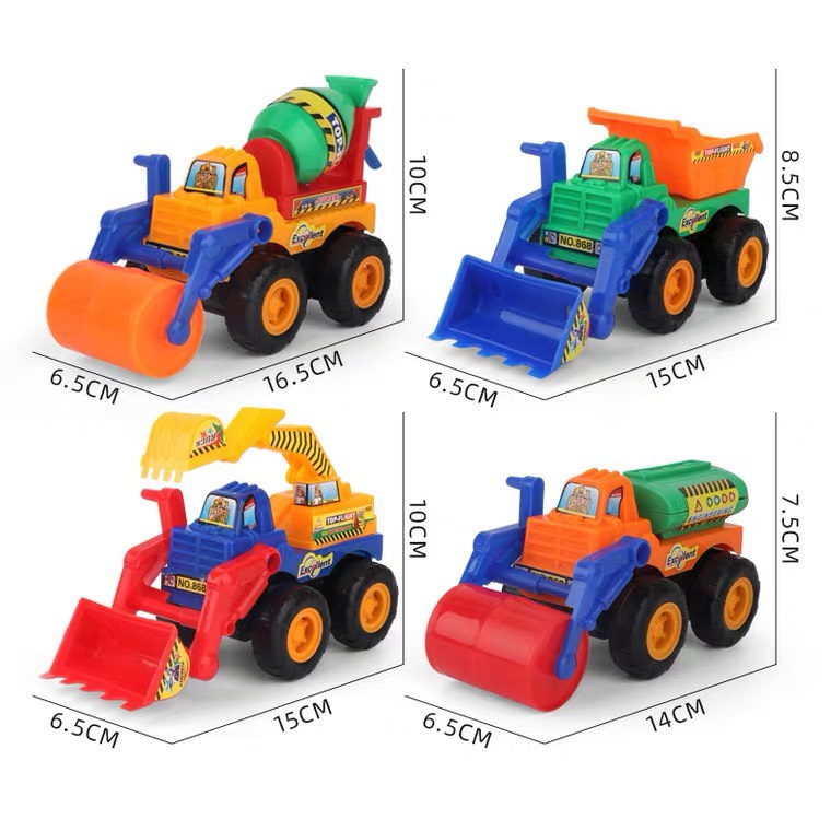 Đồ chơi xe công trình, xe lu cho bé chạy bánh đà