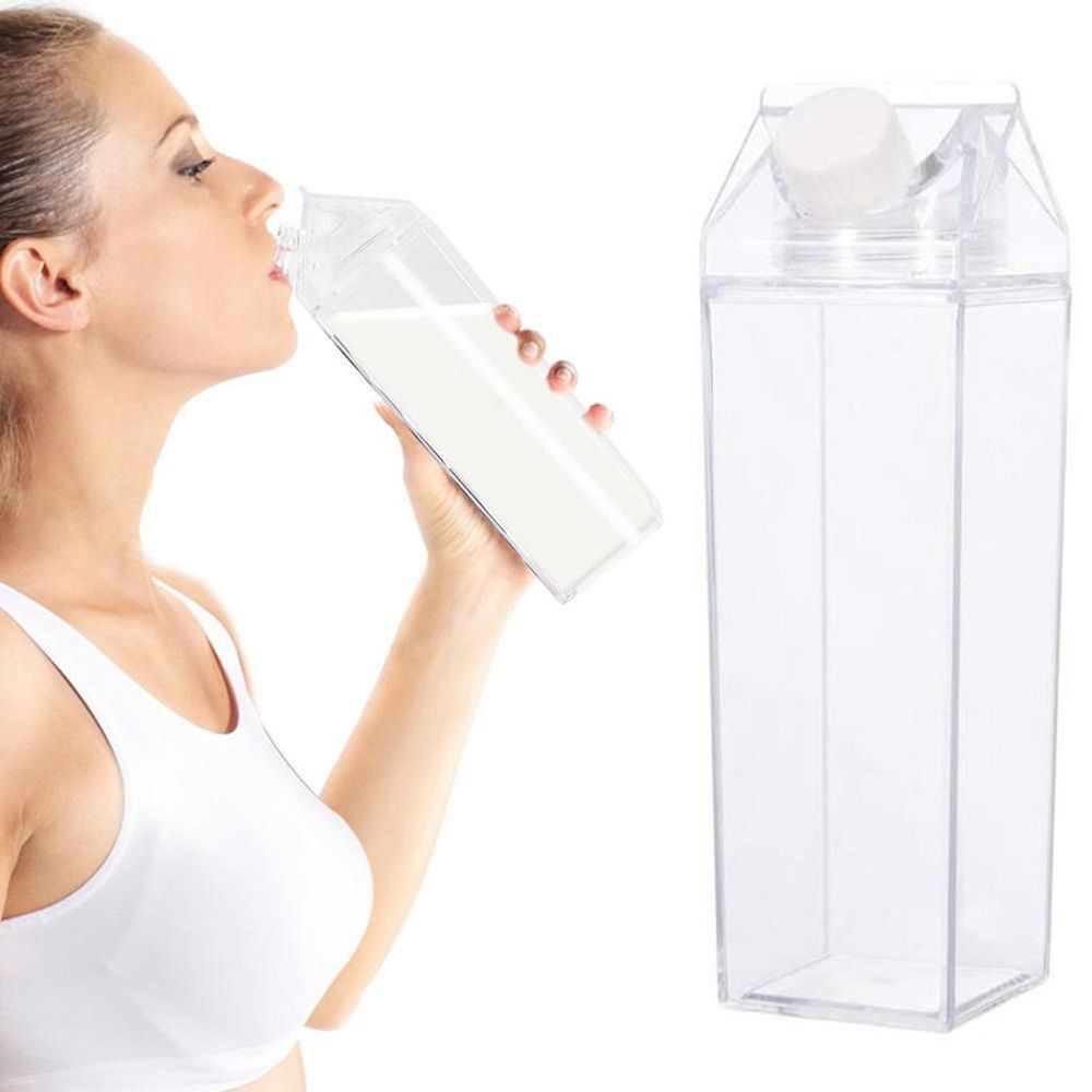 Bình đựng nước ép/ sữa 500ml/ 1000ml không BPA hình vuông dễ thương