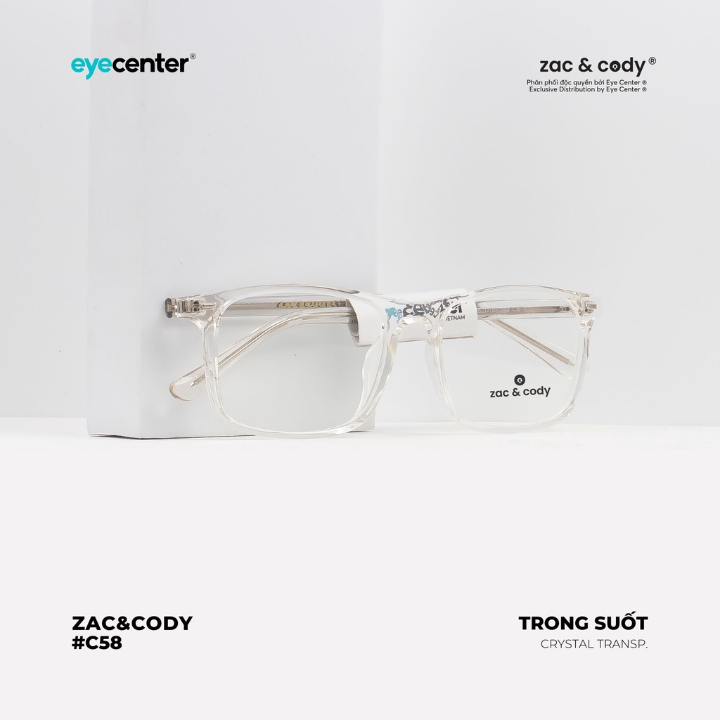 Gọng kính nam nữ chính hãng C58-S by ZAC&amp;CODY lõi thép chống gãy nhập khẩu Eye Center V
