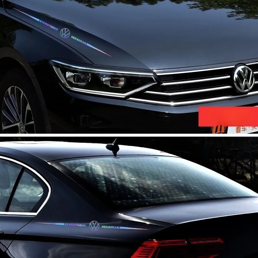 Set 1/2 Miếng Dán Phản Quang Nhiều Màu Chống Thấm Nước Trang Trí Thân Xe Hơi