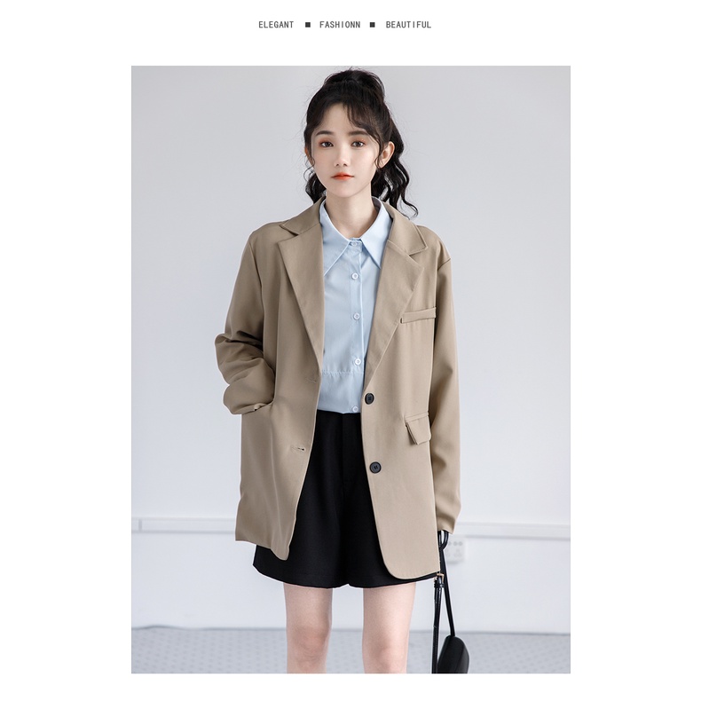 Áo blazer nữ OKIMAC có size thiết kế túi đứng sang trọng thanh lịch,áo vest khoác ngoài màu nâu tây