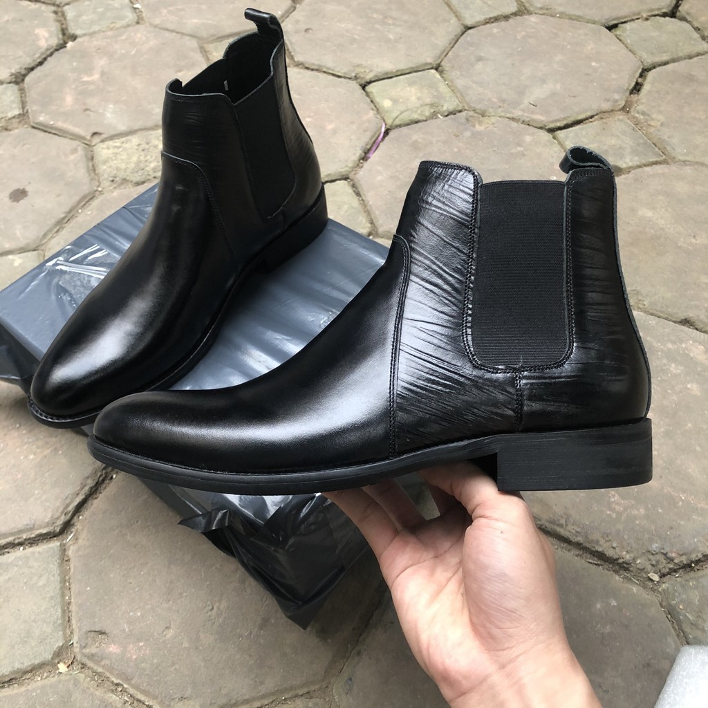 Chelsea Boots đế phíp, phối da vân ngang