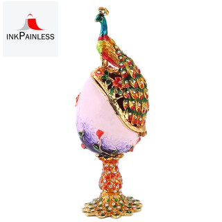 ❀Gifts For Women Vintage Peacock Metal Crafts Purple Faberge Russia Eggs Figurine