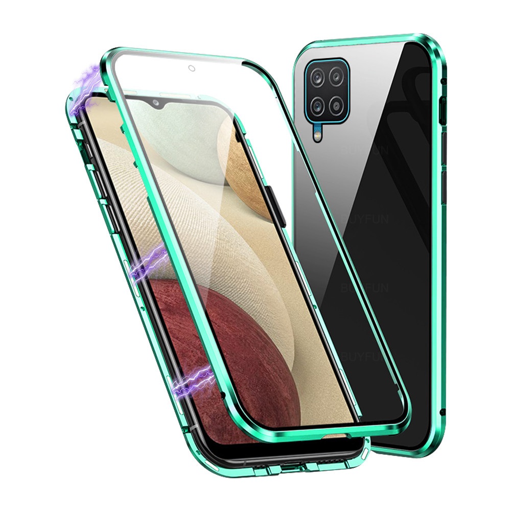 Ốp điện thoại kính cường lực hai mặt bảo vệ toàn diện cao cấp cho Samsung Galaxy A12