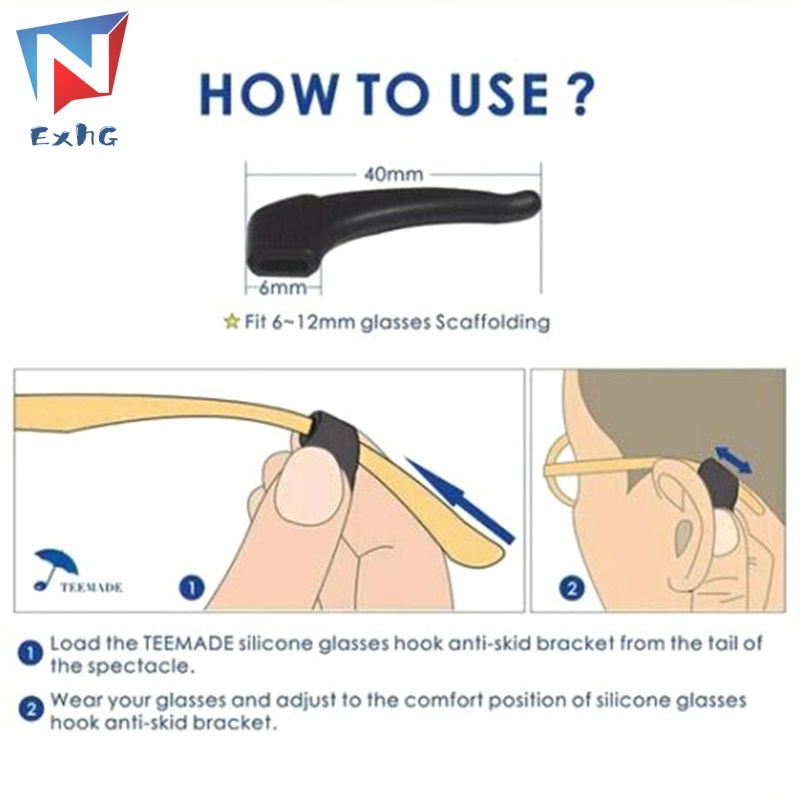 1 Cặp Móc Silicone Giữ Mắt Kính Thoải Mái Chống Trượt Cho Thể Thao Làm Việc 1 Cặp