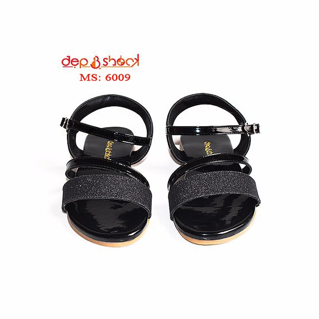 Sandal nữ bigsize quai ngang ánh kim đế bằng MS 6009