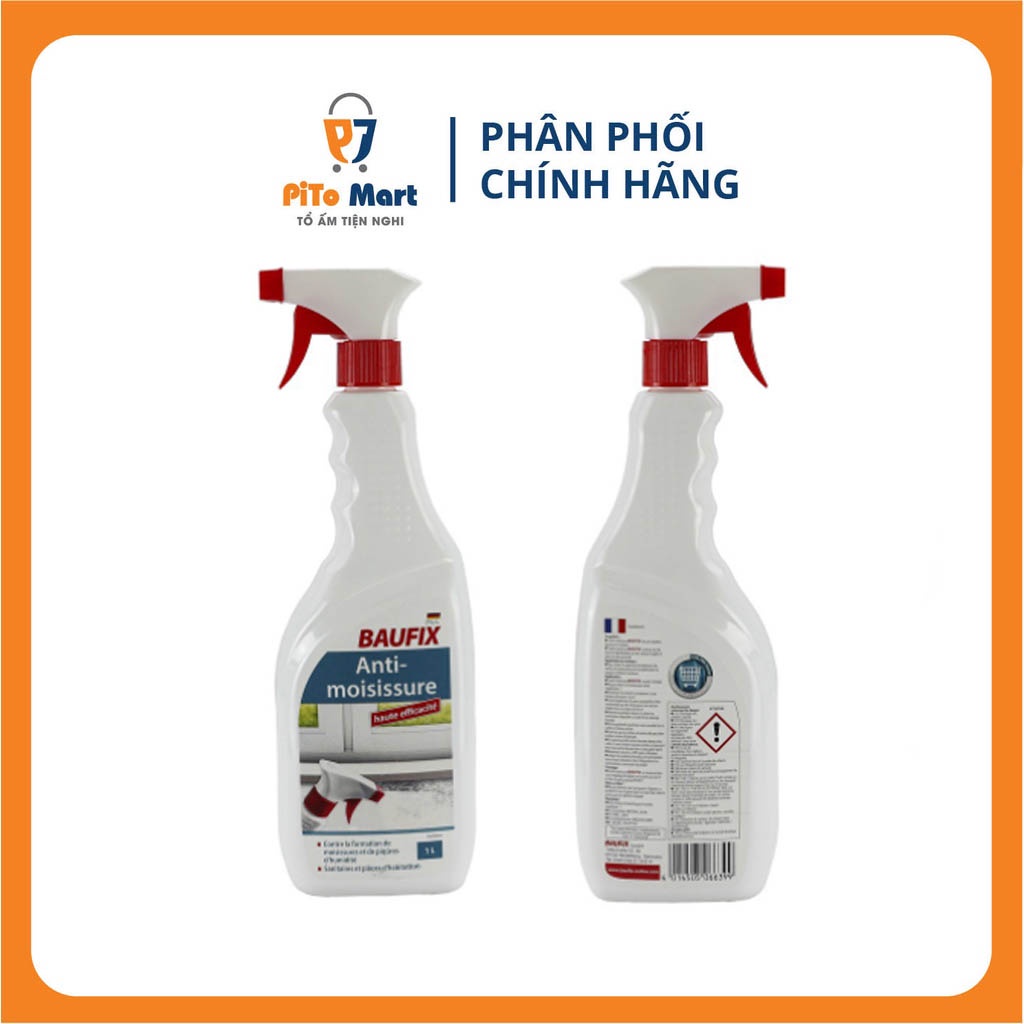 Chai Xịt Tẩy Nâm Mốc Baufix 1L Trên Tường, Cửa Ra Vào, Cửa Sổ, Nền Nhà