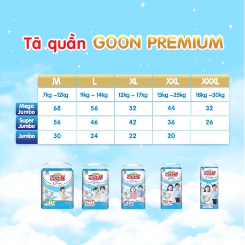 combo 100 Bỉm - Tã quần Goon Premium size M (7-12M)