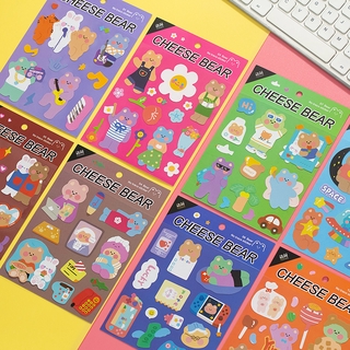 Miếng dán họa tiết gấu kawaii chee trang trí sổ tay