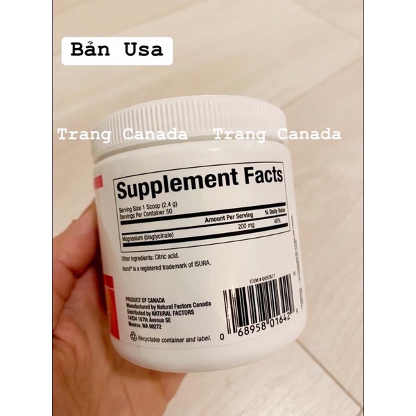 Bột bổ sung Magie bisglycinate 200mg Nature Factors