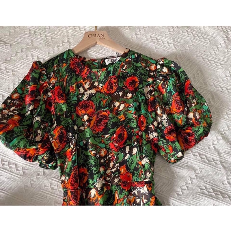 Dress midi tay phồng