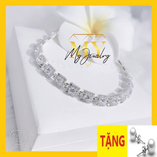 Lắc tay nữ 💖freeship giảm 20k khi nhập - lắc tay vuông đá bạc 925 cao cấp, cực xinh xắn, bạc chuẩn 100%