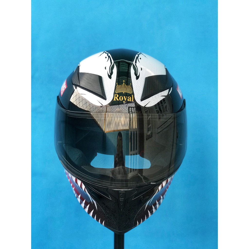 Nón Bảo Hiểm Fullface  M138B màu Đen Bóng lên Tem VENOM 2020 cực chất.  và túi đựng nón