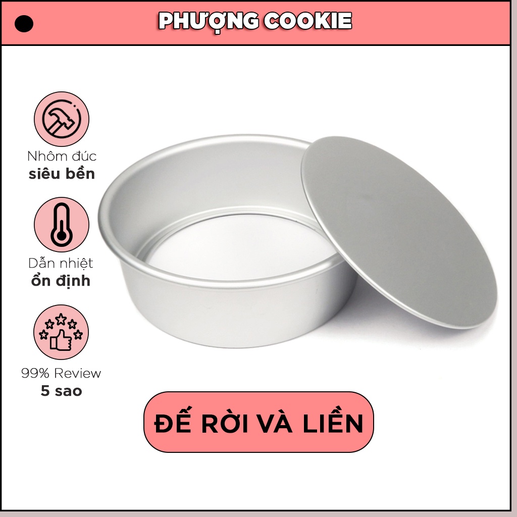 Khuôn tròn đế rời và liền nhôm đúc dùng để nướng bánh gato, làm bông lan, chiffon