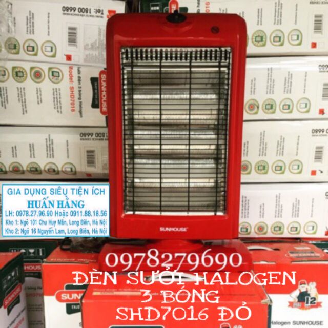 [HÀNG MỚI 2020] LINH KIỆN BÓNG SƯỞI ĐIỆN 3 BÓNG HALOGEN SUNHOUSE SHD7016 ĐỎ CÓ QUAY VÀ SƯỞI QUẠT THÂN CAO SHD7006