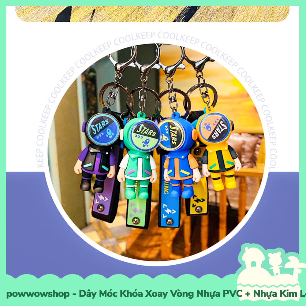 [Sẵn VN - Hỏa Tốc] Dây Móc Khóa Xoay Vòng Nhựa PVC + Kim Loại + Simili Mẫu Swimming Boy Stars
