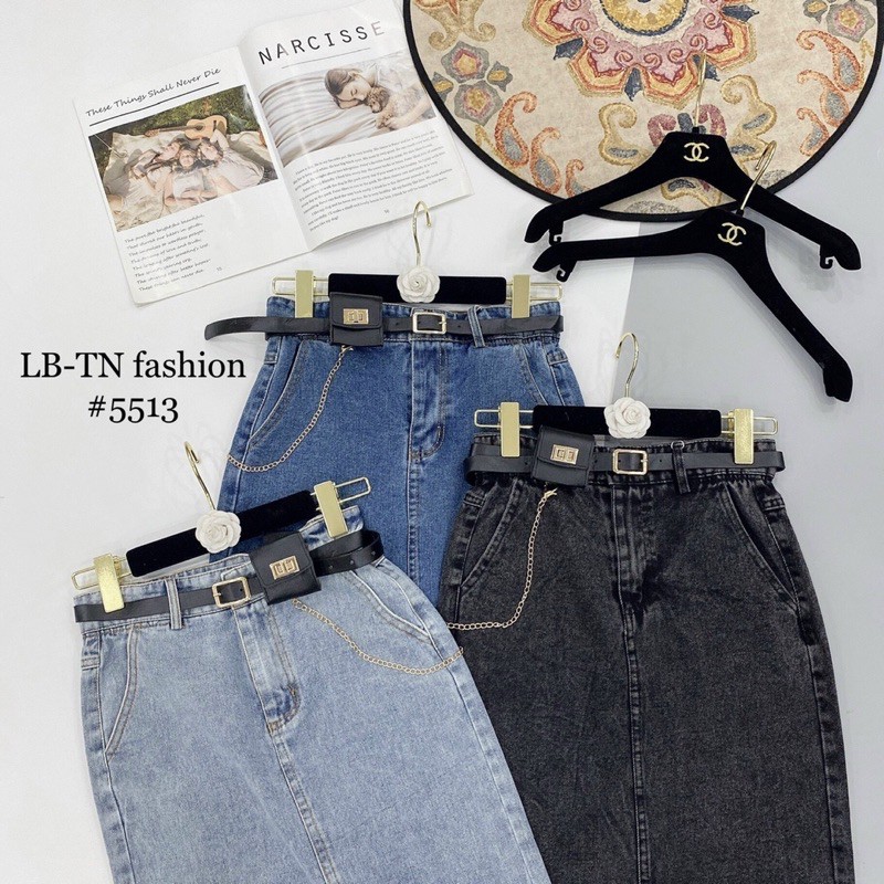 CHÂN VÁY BÒ DÁNG DÀI KÈM ĐAI XÍCH | BigBuy360 - bigbuy360.vn