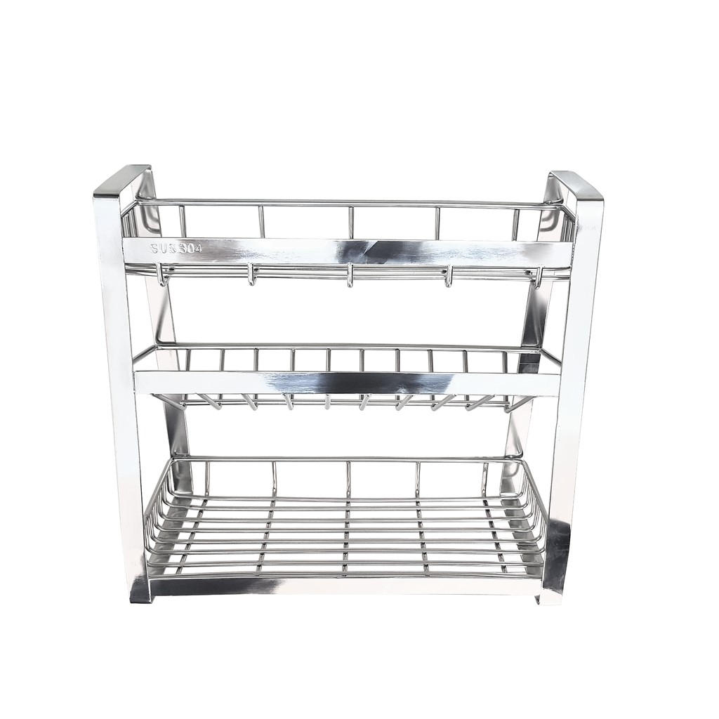 Kệ gia vị nhà bếp 3 tầng INOX 304 đan dây 2,8 ly