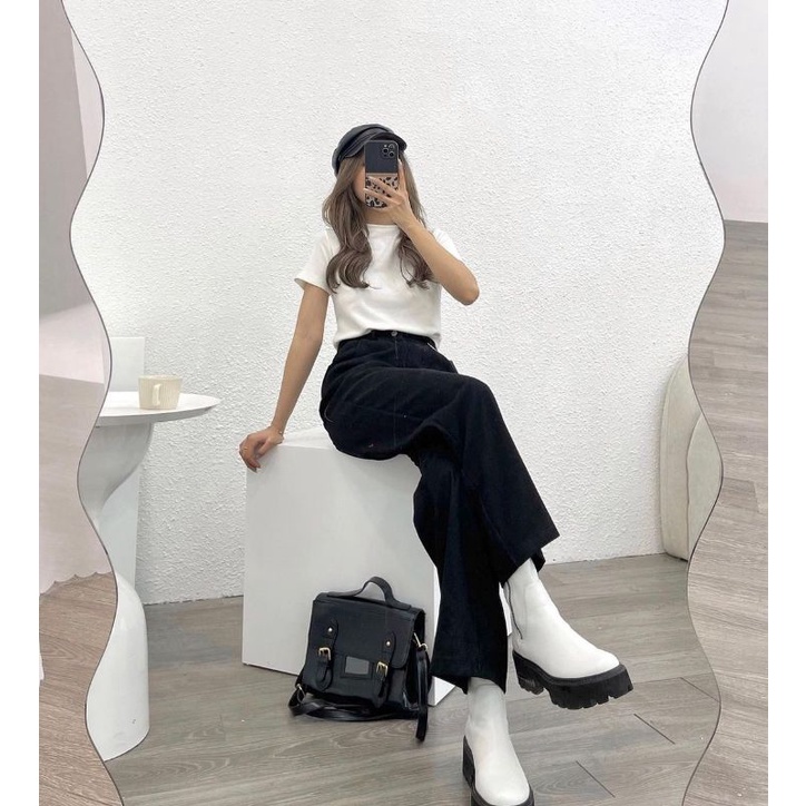 Quần Nhung Ulzzang Ống Rộng Mỏng mặc hè ( cạp chun sau )