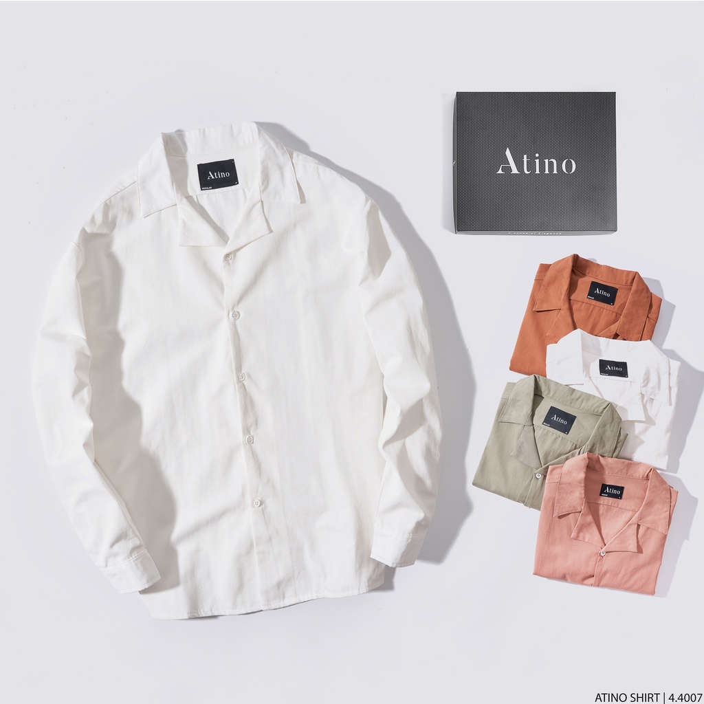 Áo Sơ Mi Dài Tay Nam Trơn ATINO Vải Cotton mềm mịn thoáng mát Form Regular SM4.4007
