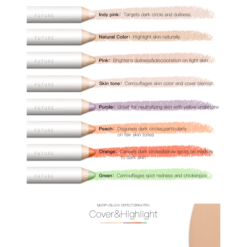 [Hàng mới về] Cây bút chì trang điểm chuyên dụng đánh phấn nền/tạo khối/che khuyết điểm với 8 kiểu màu tùy chọn | BigBuy360 - bigbuy360.vn