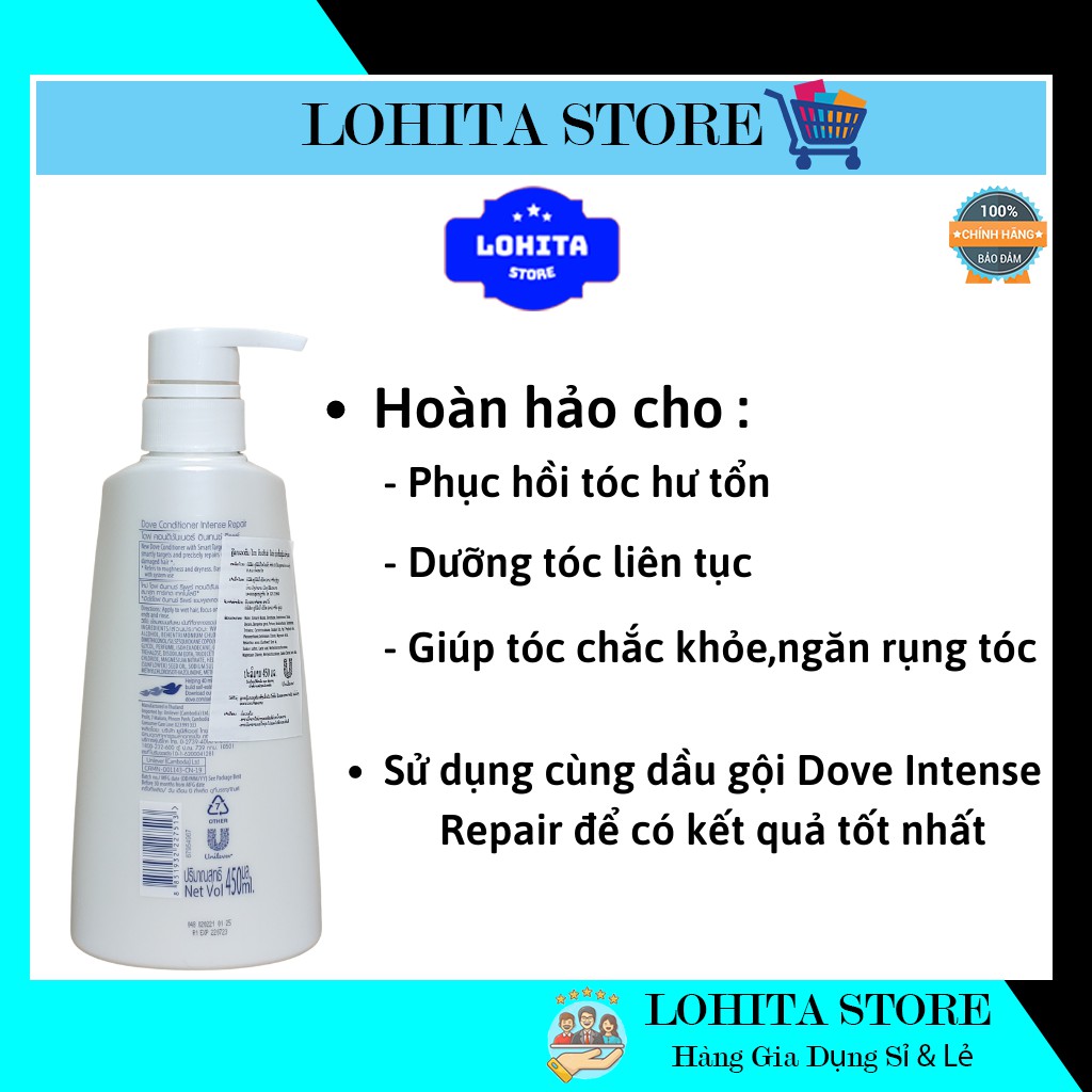 Dầu xã Dove Phục Hồi Hư Tổn Suôn Mượt Tóc Dưỡng Tóc 480ml Thái Lan Chính Hãng