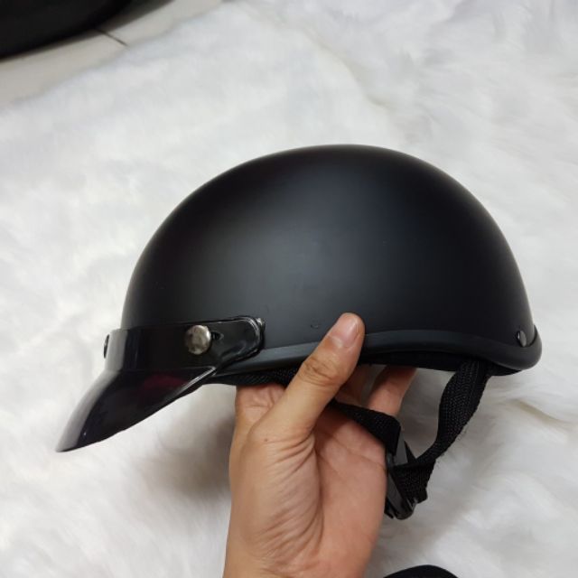 Mũ nón bảo hiểm nửa đầu đen nhám - nón bảo hiểm 1/2 đầu