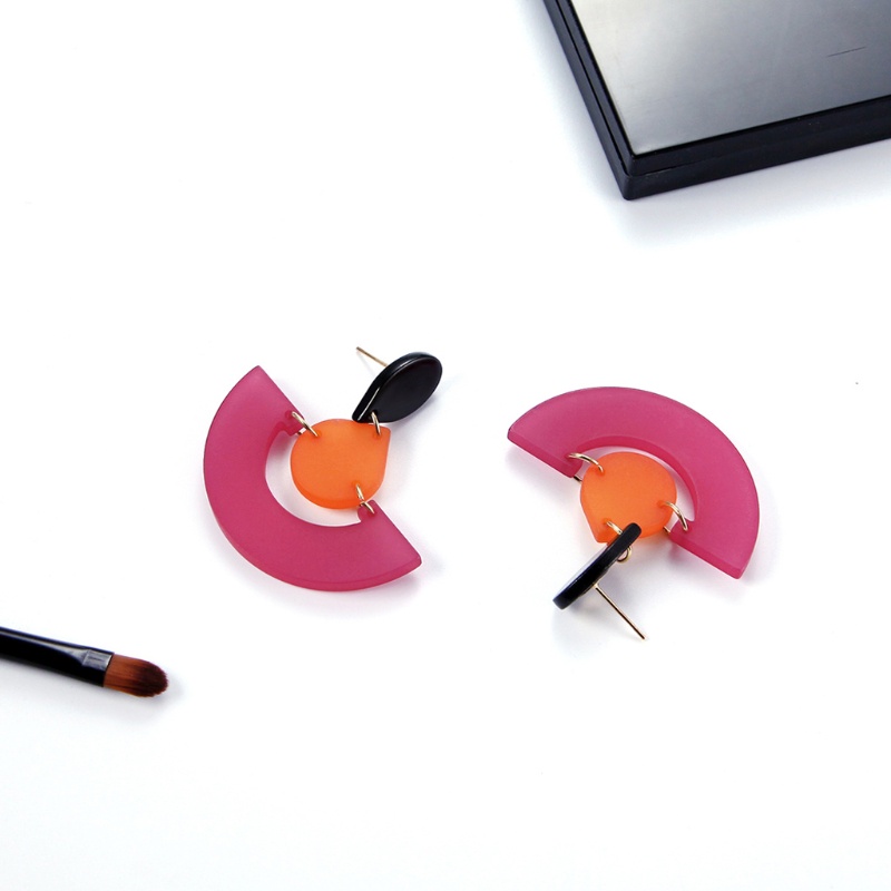 Cặp Bông Tai Dài Hình Bán Nguyệt Nhiều Màu Sắc Cá Tính