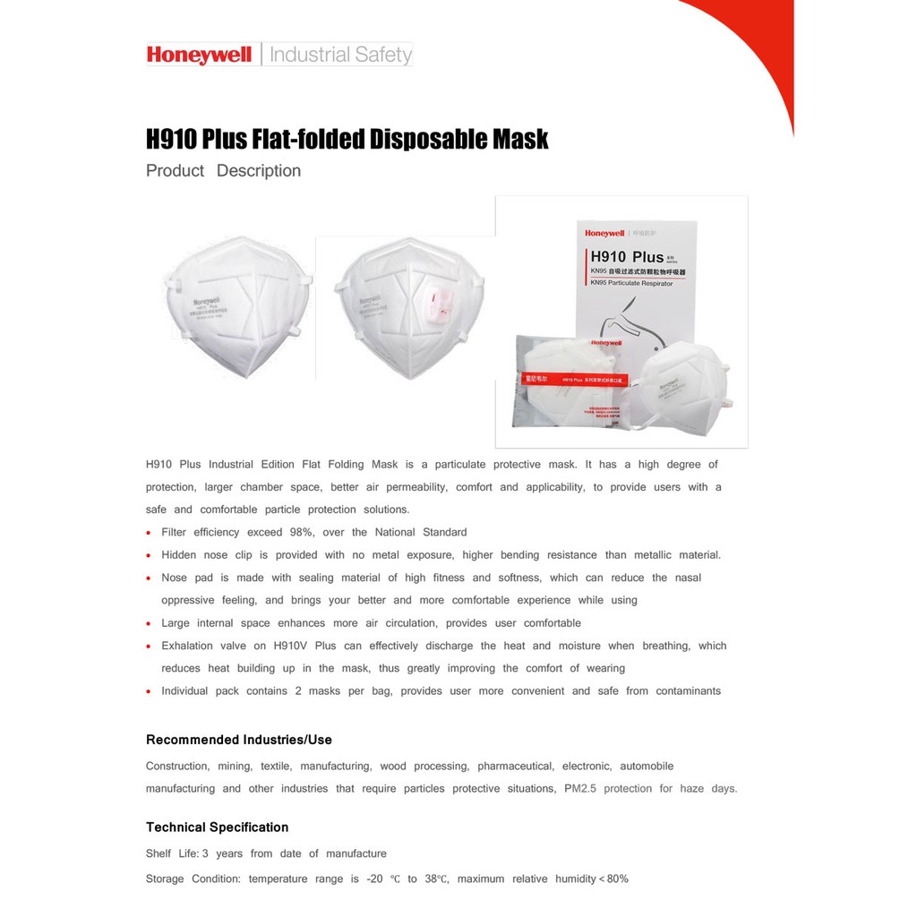 [CHÍNH HÃNG] Khẩu trang N95 Honeywell H910 Plus - Đạt tiêu chuẩn NIOSH N95 của Mỹ phòng dịch, chống bụi mịn (Sẵn hàng)