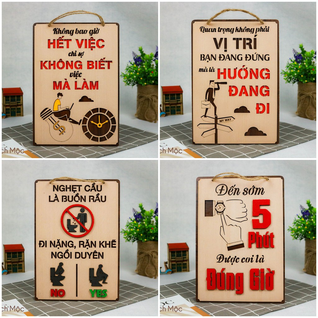 Bảng gỗ khẩu hiệu trang trí văn phòng, slogan tạo động lực làm việc nhiều mẫu độc đáo