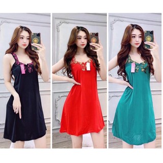 Đầm Thun Lạnh Dây Bản Mặc Nhà Cao Cấp Từ 40kg-75kg