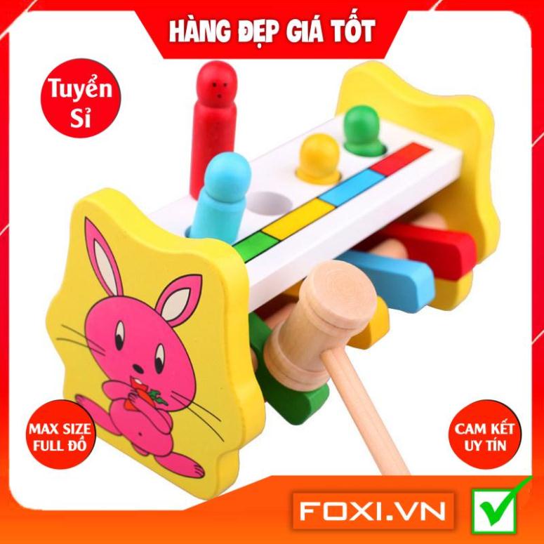 Đập chuột hình thỏ màu sắc đẹp Foxi-đáng yêu-đồ chơi gỗ trí tuệ thông minh cao cấp rèn luyện sự khéo léo cho bé
