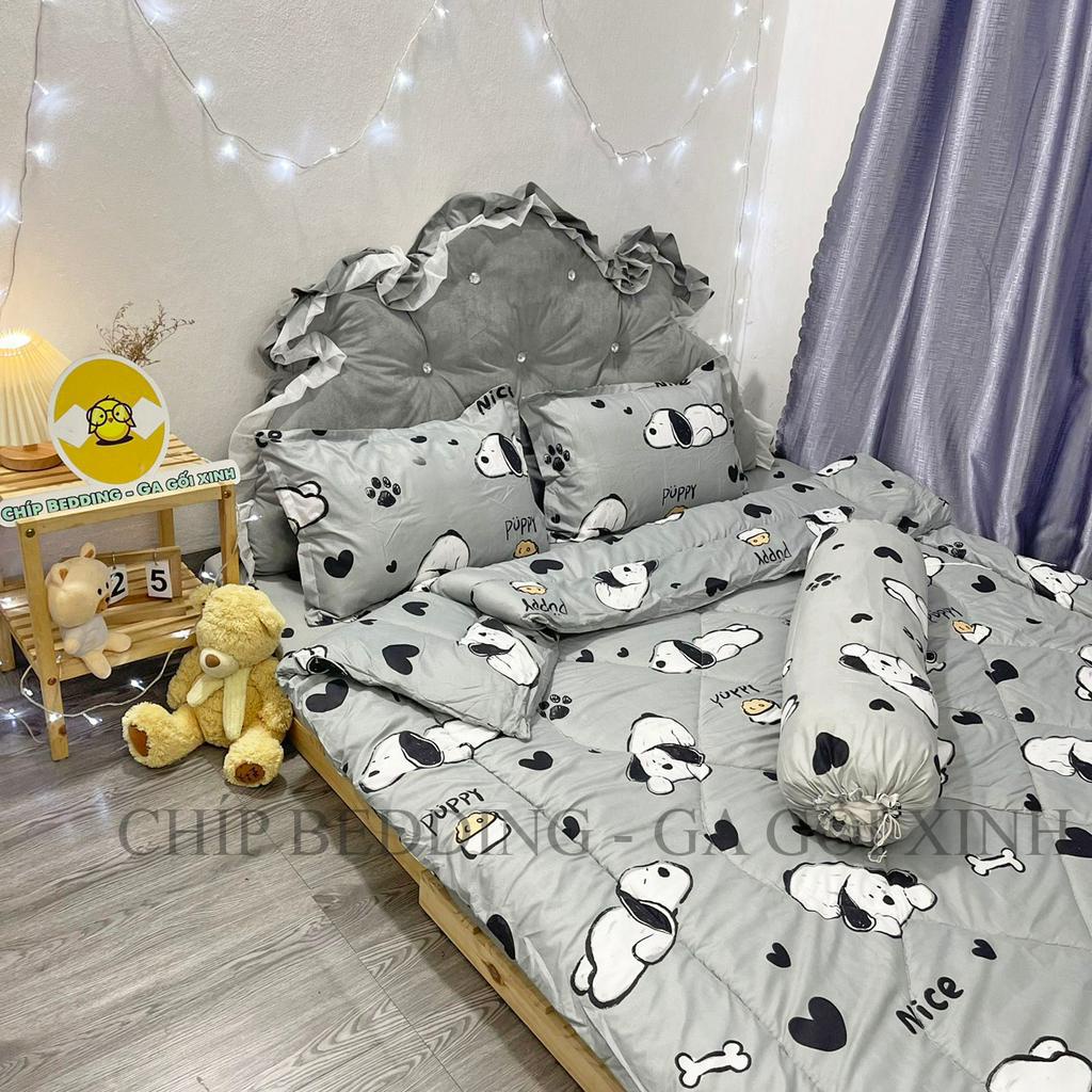 TRỌN BỘ COTTON POLY 5 MÓN CHĂN PHAO DÀY DẶN HÀNG VN HỌA TIẾT CHÓ NICE - ĐỦ KÍCH THƯỚC