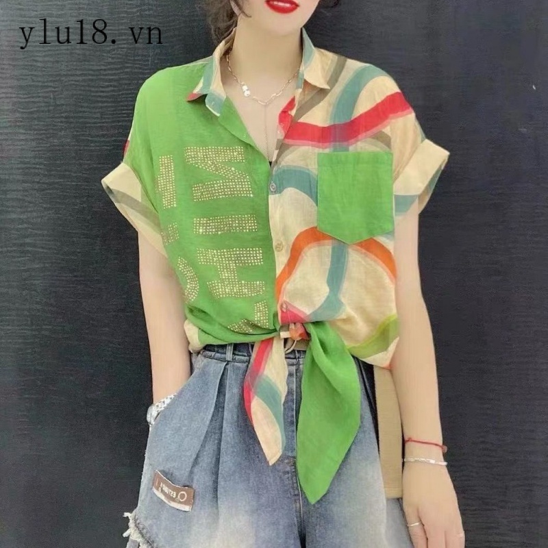 Áo Sơ Mi Tay Ngắn Dáng Rộng Màu Gradient Phong Cách Châu Âu Thời Trang Mùa Hè 2022 Hàng Có Sẵn