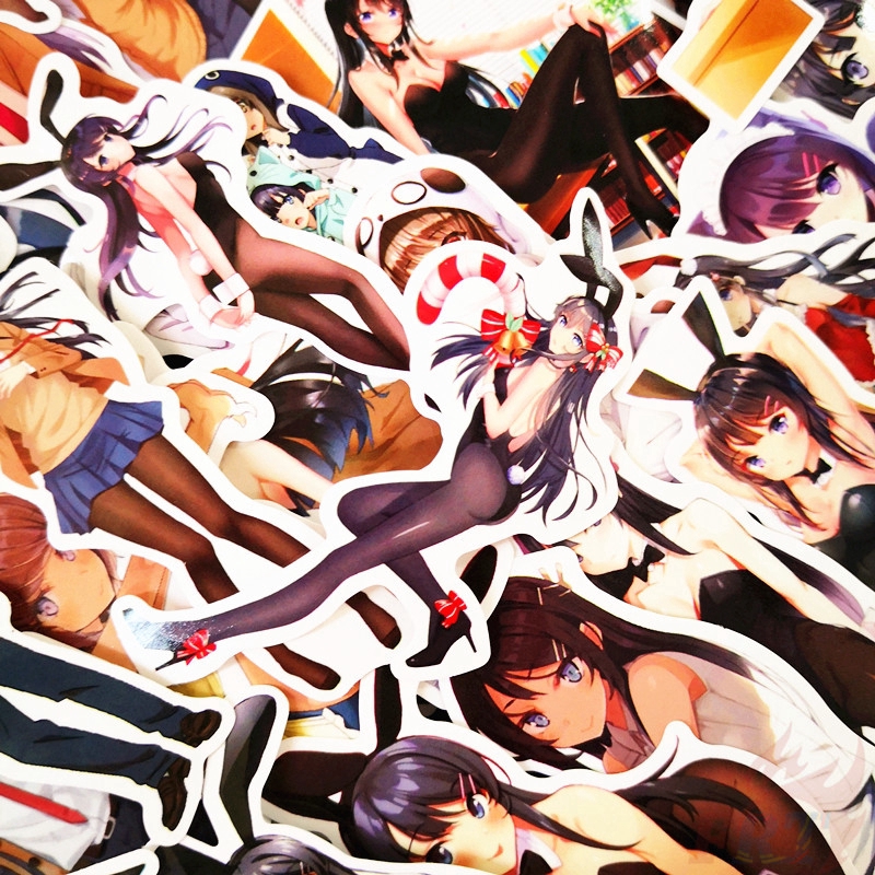 Bộ 50 miếng hình dán họa tiết Sakurajima mai chủ đề số 02 kiểu dáng thời trang DIY