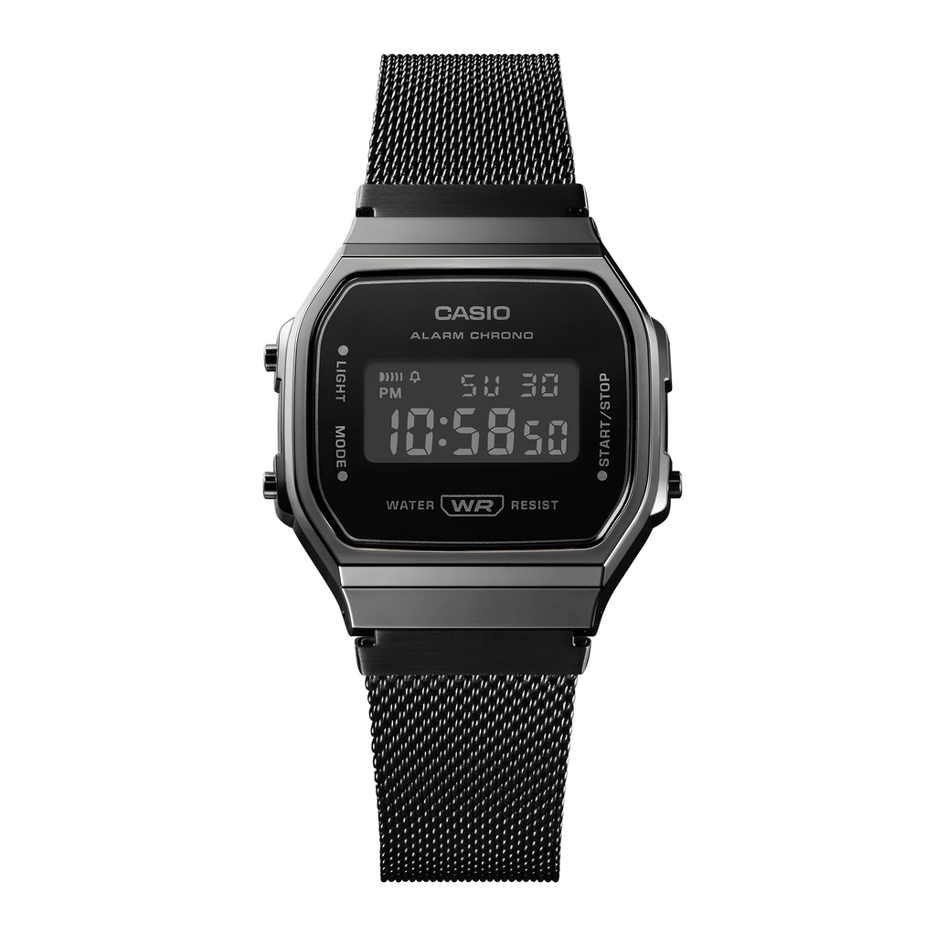 Đồng hồ nam/nữ Casio A168 / A168WEMB-1B dây thép không gỉ, chống nước 50m, hàng chính hãng