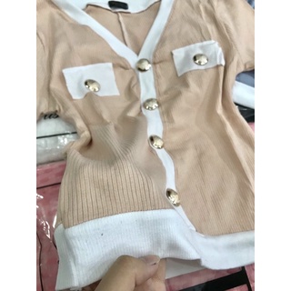 áo thun gân nút kèm ảnh thật