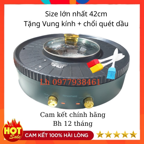 Nồi lẩu nướng điện đa năng NINESHIELD chính hãng BH 12 tháng , Bếp nướng điện không khói cao cấp 2 trong 1 thế hệ mới