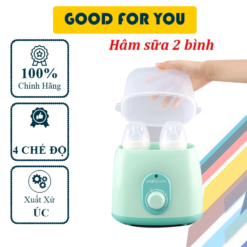 Máy Hâm Sũa Hai Bình (4 Chế Độ: HÂM SỮA, HÂM THỨC ĂN, TIỆT TRÙNG, LUỘC TRỨNG) - BIOHEALTH BH9210 - Good For You