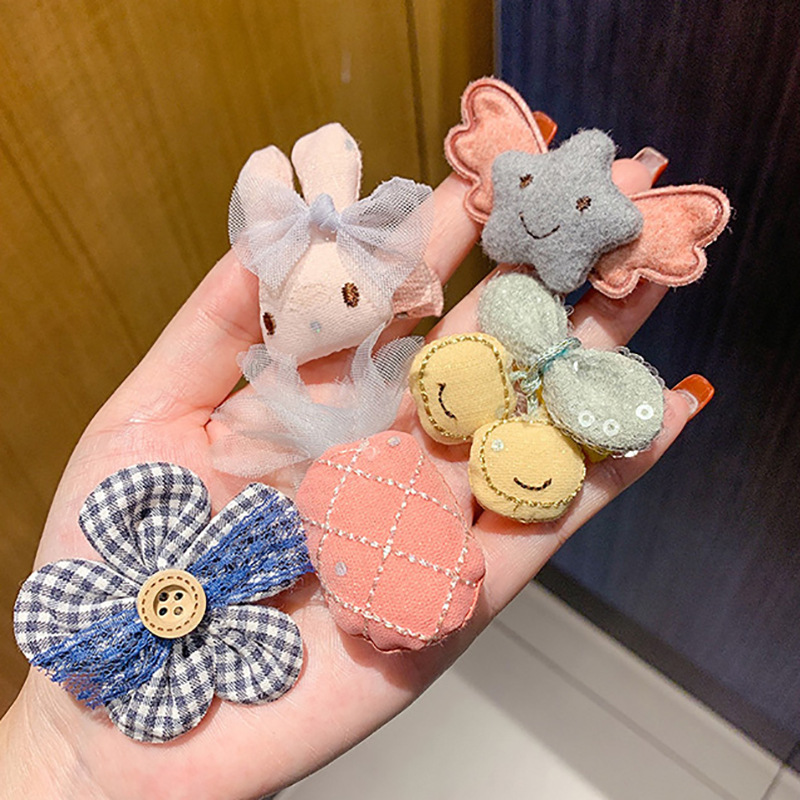 Set 2 Kẹp Tóc Hình Nơ / Thỏ / Bông Hoa Thời Trang Cho Bé Gái
