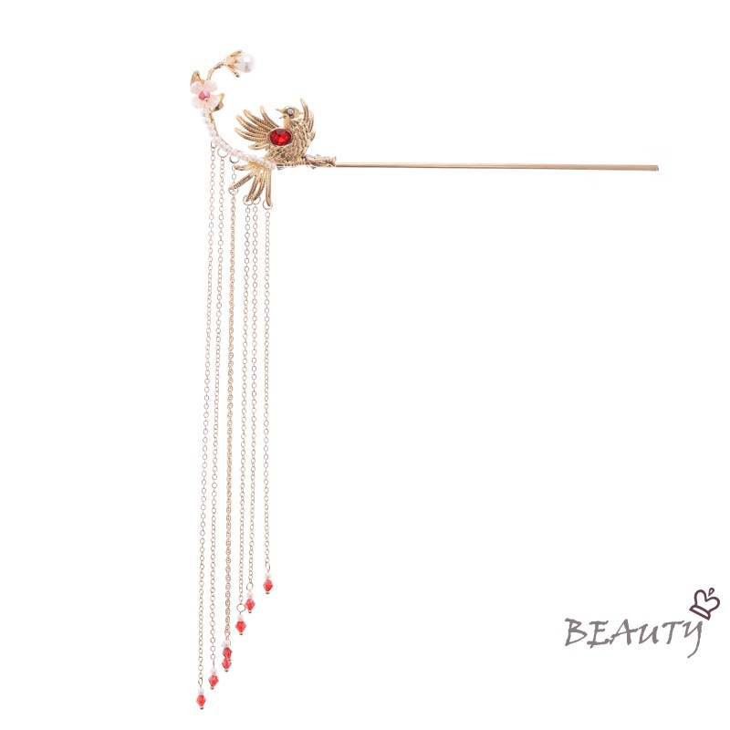 Trâm Cài Tóc Tua Rua Vàng Phong Cách Trung Hoa Cổ Điển Cho Nữ